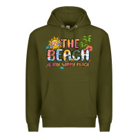Army Green the beach is my happy place Premium Hoodie - MaliasSmallBusiness