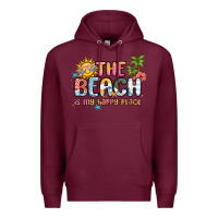 Burgundy the beach is my happy place Premium Hoodie - MaliasSmallBusiness