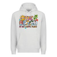 Dove Grey the beach is my happy place Premium Hoodie - MaliasSmallBusiness
