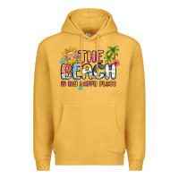 Mustard the beach is my happy place Premium Hoodie - MaliasSmallBusiness
