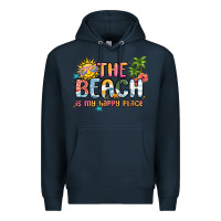 Navy the beach is my happy place Premium Hoodie - MaliasSmallBusiness