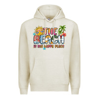 Oatmeal Heather the beach is my happy place Premium Hoodie - MaliasSmallBusiness