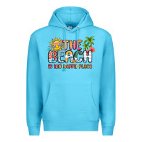 Ocean Blue the beach is my happy place Premium Hoodie - MaliasSmallBusiness