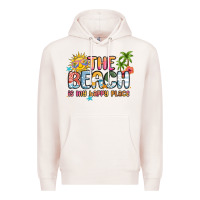Pale Pink the beach is my happy place Premium Hoodie - MaliasSmallBusiness