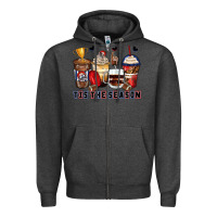 Charcoal Heather tis' the season american football coffee cups Zipper Hoodie - Zillion Design Studio