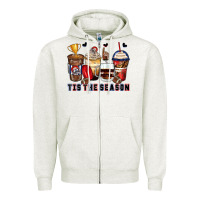 Oatmeal Heather tis' the season american football coffee cups Zipper Hoodie - Zillion Design Studio