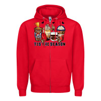 Red tis' the season american football coffee cups Zipper Hoodie - Zillion Design Studio