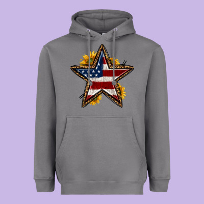 Western 4th Of July Star Heavyweight Hoodie Designed By Hra Design Shop