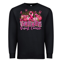 Black tackle breast cancer with pumpkin Premium Sweatshirt - AdoDesignShop