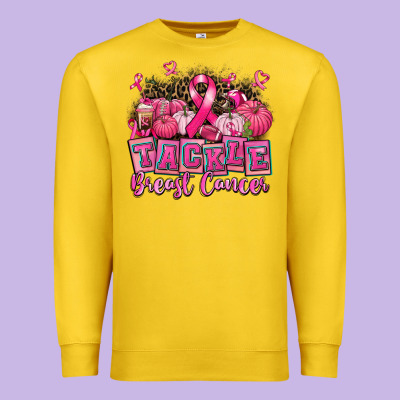 Tackle Breast Cancer With Pumpkin Premium Sweatshirt Designed By Adodesignshop