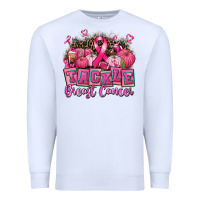 White tackle breast cancer with pumpkin Premium Sweatshirt - AdoDesignShop
