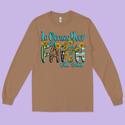 Long Sleeve Tee in oceans deep faith will stand