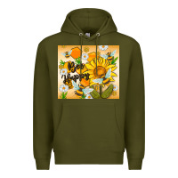 Army Green bee happy Premium Hoodie - MaliasSmallBusiness
