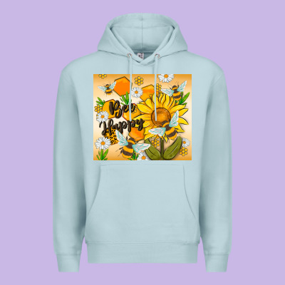 Bee Happy Premium Hoodie Designed By Maliassmallbusiness