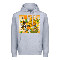 Heather Grey bee happy Premium Hoodie - MaliasSmallBusiness