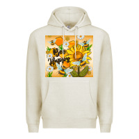 Oatmeal Heather bee happy Premium Hoodie - MaliasSmallBusiness