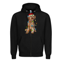 Black cockapoo with christmas lights Zipper Hoodie - RanaPortraitStore