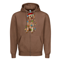 Chestnut cockapoo with christmas lights Zipper Hoodie - RanaPortraitStore