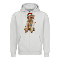 Dove Grey cockapoo with christmas lights Zipper Hoodie - RanaPortraitStore