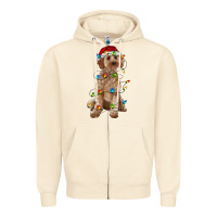 Sandshell cockapoo with christmas lights Zipper Hoodie - RanaPortraitStore