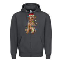Smoke cockapoo with christmas lights Zipper Hoodie - RanaPortraitStore