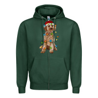Sports Green cockapoo with christmas lights Zipper Hoodie - RanaPortraitStore