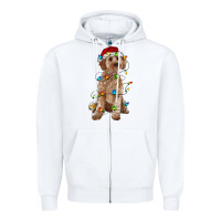 White cockapoo with christmas lights Zipper Hoodie - RanaPortraitStore