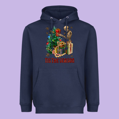 Skeleton Tis The Season Heavyweight Hoodie Designed By Fadigitalartstudio