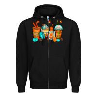 Black thankful coffee cups Zipper Hoodie - Zillion Design Studio