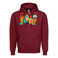 Burgundy thankful coffee cups Zipper Hoodie - Zillion Design Studio