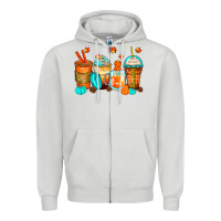 Dove Grey thankful coffee cups Zipper Hoodie - Zillion Design Studio