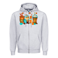 Heather Grey thankful coffee cups Zipper Hoodie - Zillion Design Studio