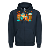 Navy thankful coffee cups Zipper Hoodie - Zillion Design Studio