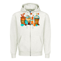Oatmeal Heather thankful coffee cups Zipper Hoodie - Zillion Design Studio