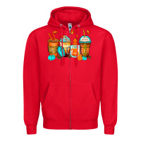 Red thankful coffee cups Zipper Hoodie - Zillion Design Studio