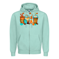 Seafoam thankful coffee cups Zipper Hoodie - Zillion Design Studio