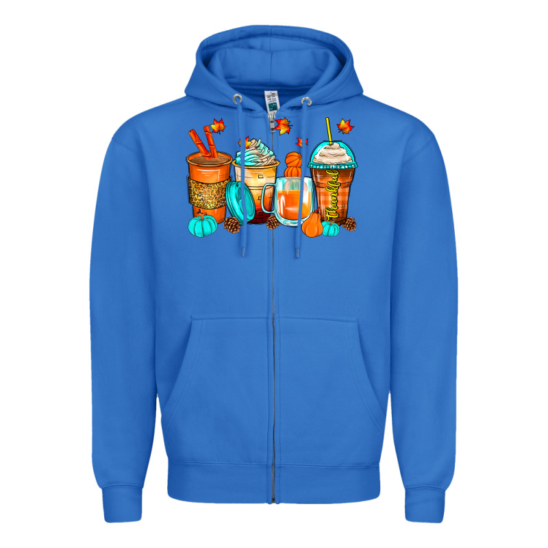 Thankful Coffee Cups Zipper Hoodie by Zillion Design Studio | Teevron