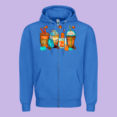 Thankful Coffee Cups Zipper Hoodie Designed By Zillion Design Studio
