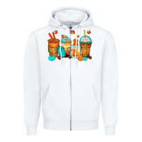 White thankful coffee cups Zipper Hoodie - Zillion Design Studio