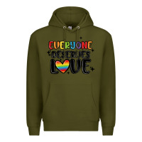 Army Green everyone deserves love Premium Hoodie - MaliasSmallBusiness