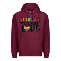 Burgundy everyone deserves love Premium Hoodie - MaliasSmallBusiness