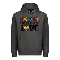 Charcoal Heather everyone deserves love Premium Hoodie - MaliasSmallBusiness
