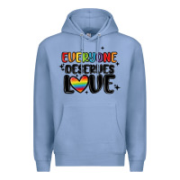 Colony Blue everyone deserves love Premium Hoodie - MaliasSmallBusiness