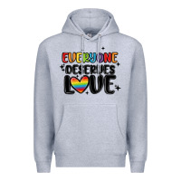 Heather Grey everyone deserves love Premium Hoodie - MaliasSmallBusiness