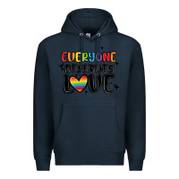 Navy everyone deserves love Premium Hoodie - MaliasSmallBusiness