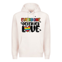 Pale Pink everyone deserves love Premium Hoodie - MaliasSmallBusiness