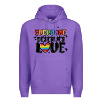 Purple everyone deserves love Premium Hoodie - MaliasSmallBusiness