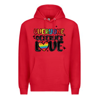 Red everyone deserves love Premium Hoodie - MaliasSmallBusiness