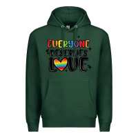 Sports Green everyone deserves love Premium Hoodie - MaliasSmallBusiness