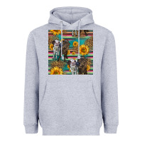 Heather Grey two cute heifers seamless pattern Heavyweight Hoodie - HRA Design Shop